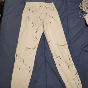 Buffbunny Collection Marble Launch, white marble leggings in size M